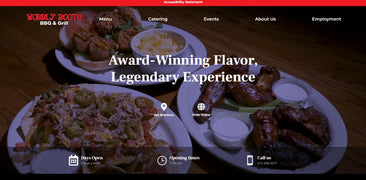 Website homepage of a restaurant with food images and navigation menu.